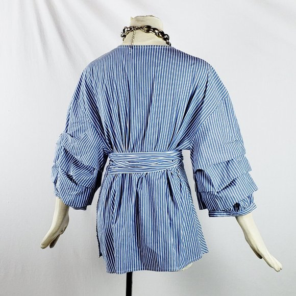 NWT Stripped Ava & Viv 1X Stripe Wrap Blouse New - Picture 5 of 5